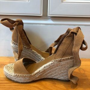 Marc Fisher espadrille wedge ankle wrap sandals